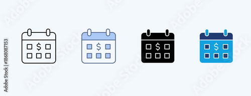 Monthly Budget Multiple Icon Illustration Vector