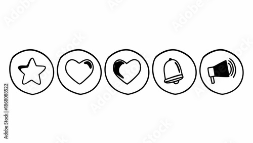 Vector illustration of a happy birthday card featuring a 3d graphic of a creative idea symbol made of many spheres with a technology power button icon and heart element for web design