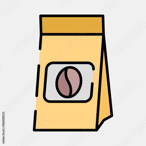Icon coffee pack. Coffee shop elements. Icon in filled line style.