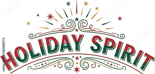 Holiday Spirit Text Design.