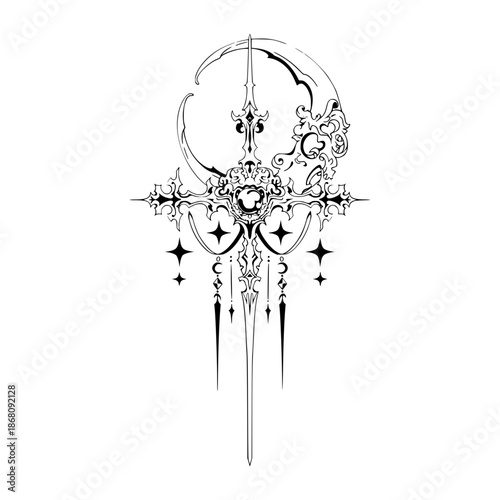 Gothic Neo Sigilism Tattoo Design Vector