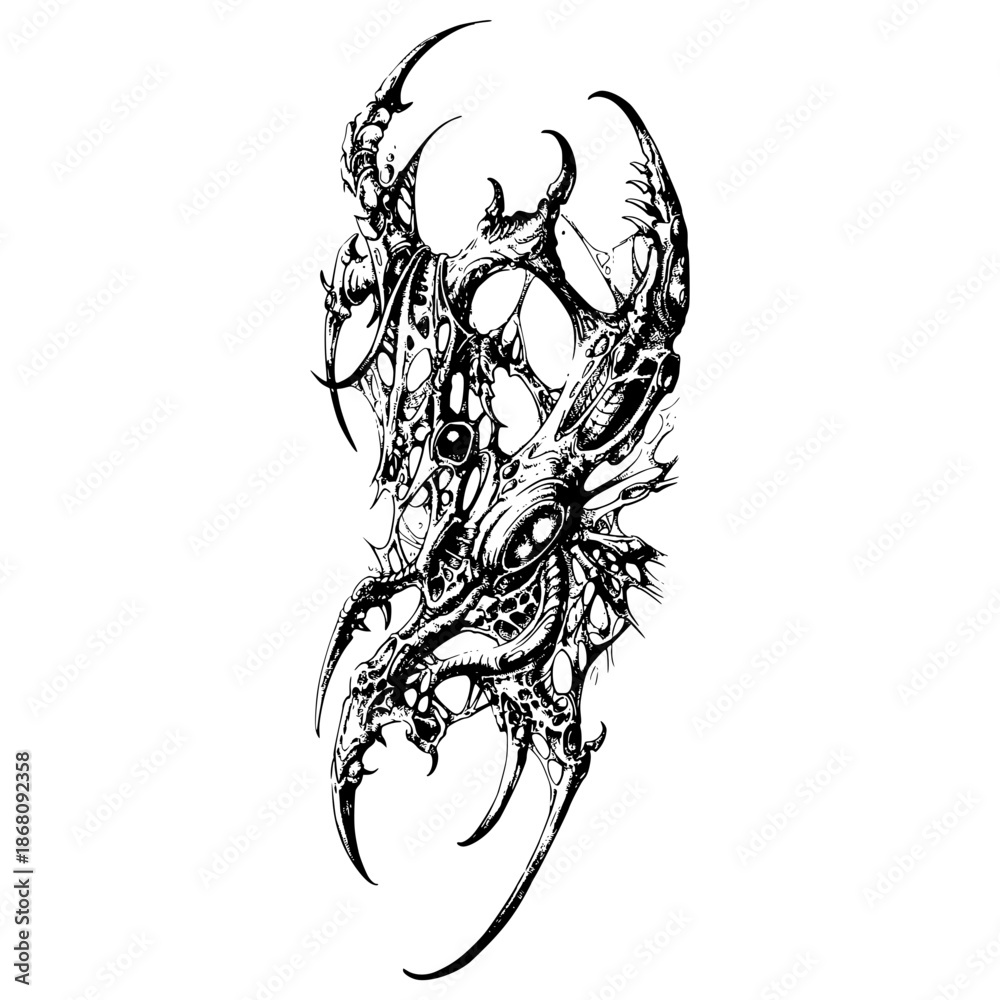 Obraz premium Gothic Neo Sigilism Tattoo Design Vector