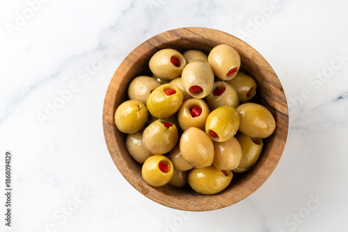 Принти на полотні Green olives stuffed with peppers