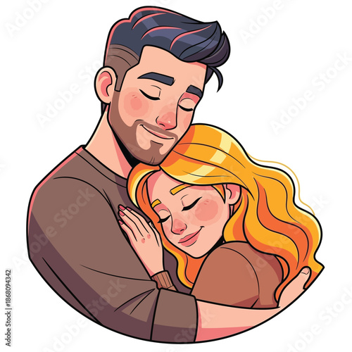 Couple embracing intimately isolated on white background