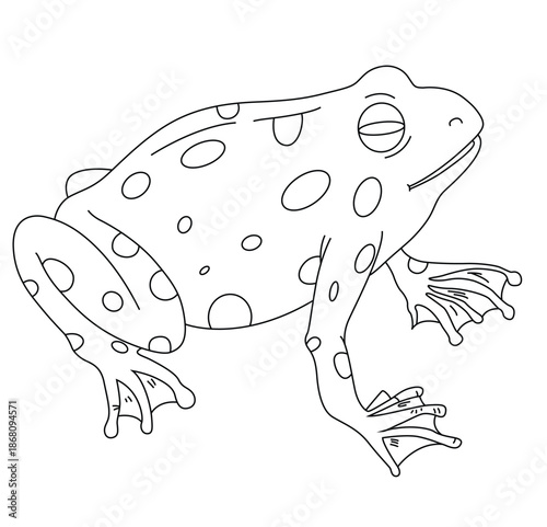 Cute cartoon hand drawn vector frog outline.