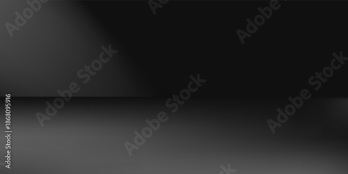 Limbo black background. Abstract dark gradient backdrop. Color wall of studio, room, stand for product display or photo. Modern banner with empty place for advertising text.