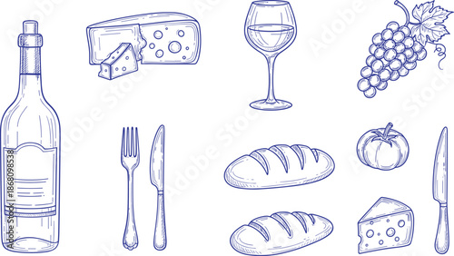 Hand drawn brush arrow direction icon set, Hand drawn fast food sushi dessert icon set.
