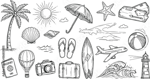 Hand drawn brush arrow direction icon set, Hand drawn fast food sushi dessert icon set.
