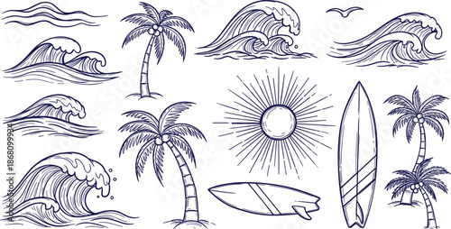 Hand drawn brush arrow direction icon set, Hand drawn fast food sushi dessert icon set.
