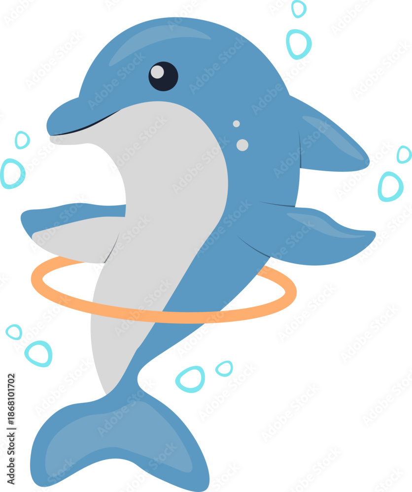 Obraz premium Cheerful Dolphin in Action. Vector Cartoon Character