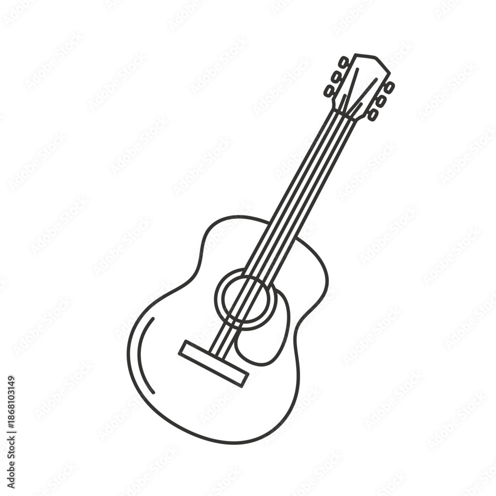 Fototapeta premium Acoustic Guitar Outline Icon Vector Illustration