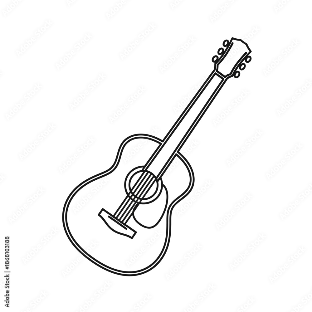 Fototapeta premium Acoustic Guitar Outline Icon Vector Illustration