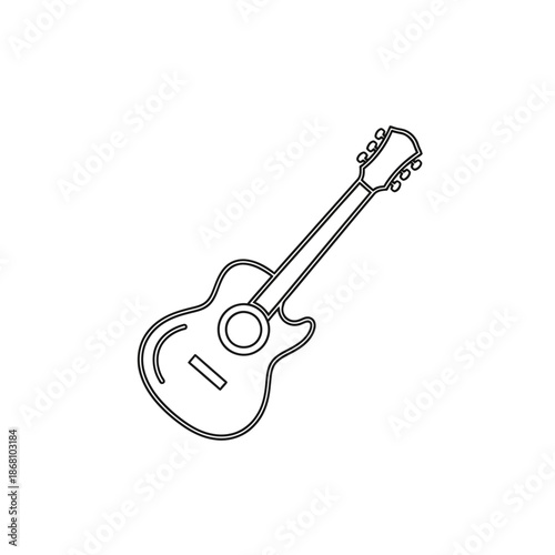 Acoustic Guitar Outline Icon Vector Illustration