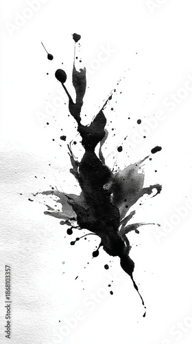 검정 잉크 동양화 먹물의 퍼짐 수목화 한국그림