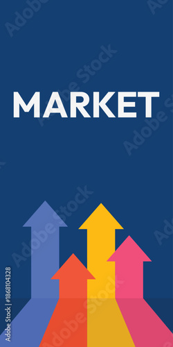 Colorful arrow direction background. Business and investment market banner template