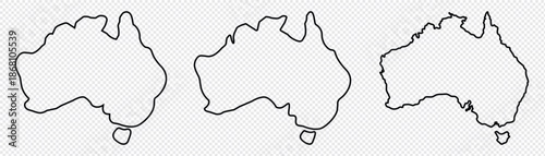Australia map outline. Australia map set with outline white-black administrative region. Australia vector icon isolated. Flat outline vector illustration. Australia icon set. Line icon.