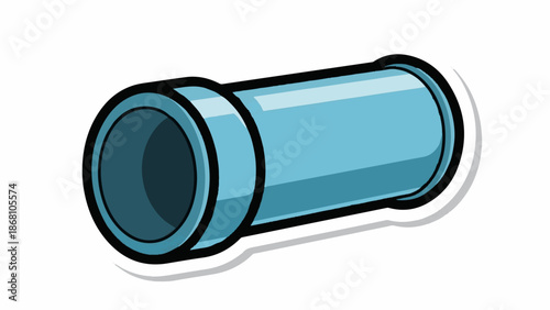 A simplistic blue pipe with a dark outline and subtle shadow detail
