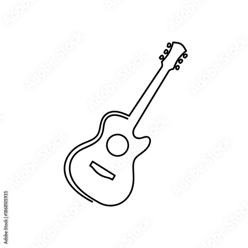 Acoustic Guitar Outline Icon, Minimalist Music Symbol, Vector Illustration