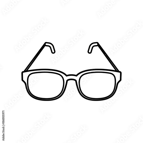 Minimalist Glasses Icon, Outline Spectacles Symbol, Simple Eyewear Vector
