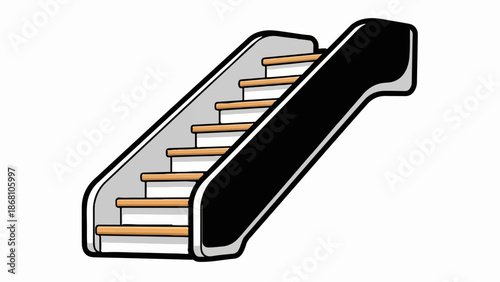 A simple illustration of a set of stairs with wooden steps and black sides