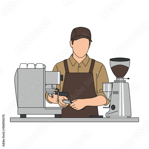Barista Preparing Coffee at Coffee Shop