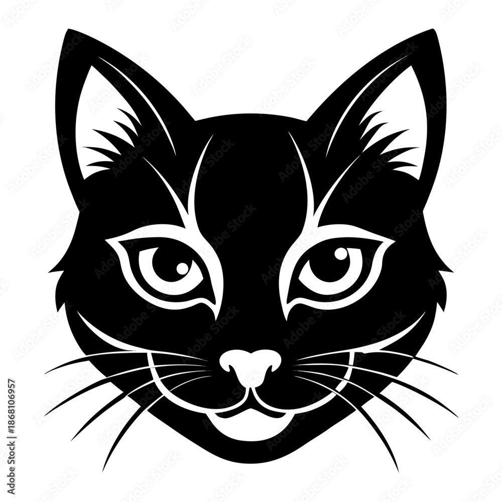 Obraz premium Black cat face silhouette