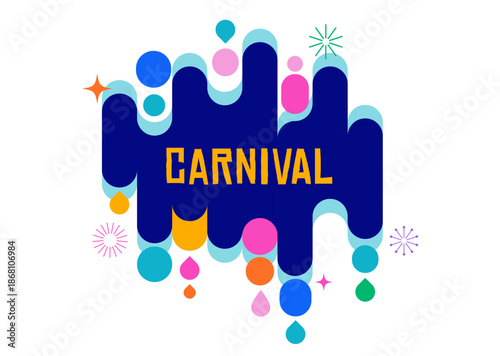 Colorful carnival and music festival poster and banner with abstract geometric shapes 