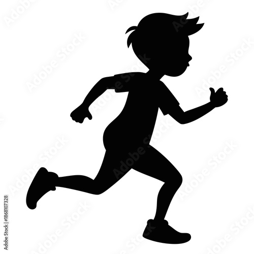Silhouette of a running child