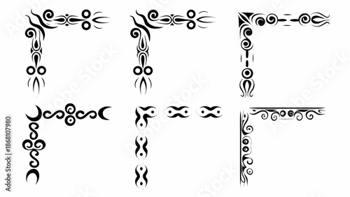 Tribal style ornamental border designs and frames