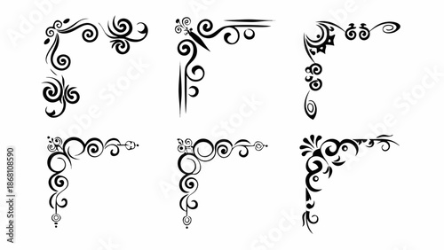 Elegant swirling corner designs for creative projects and presentations