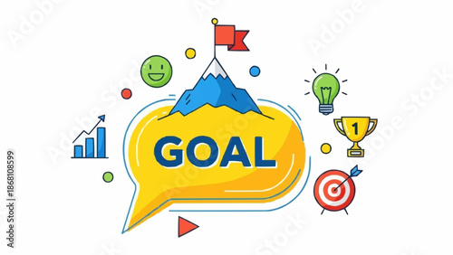 Goal Achievement - Visual Representation of Success and Motivation with Symbolic Elements.