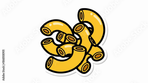 A pile of elbow macaroni pasta shapes in a bright yellow hue