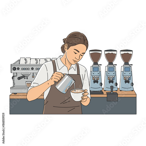 Barista Preparing Coffee Behind Counter