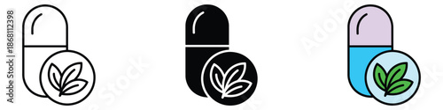 Herbal capsule icon vector. natural medicine and organic healthcare products symbol. vector illustration.
