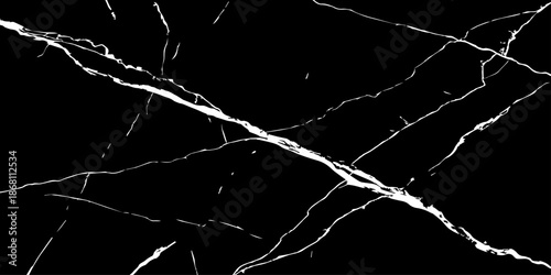 Elegant black marble texture with bold white natural veins forming dramatic cracks. High-resolution stone background ideal for luxury design, interior decor, tiles, surfaces, wallpapers, and branding.