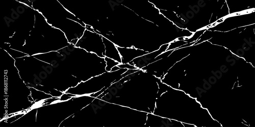 Elegant black marble texture with bold white natural veins forming dramatic cracks. High-resolution stone background ideal for luxury design, interior decor, tiles, surfaces, wallpapers, and branding.