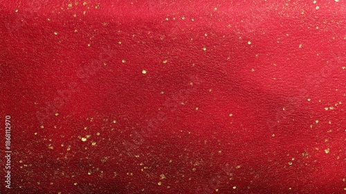 Vibrant red leather texture background with glitter and tiny golden particles, scattered white and yellow speckles, high resolution no blur no text or characters for sleek design uses