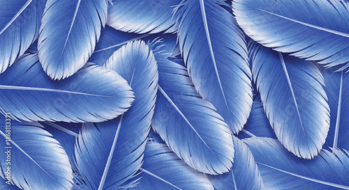 Macro Seamless Texture of Soft Blue Feathers with Delicate Details