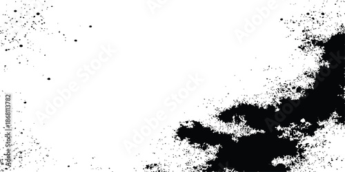 Abstract black ink grunge paint splash stain texture vector illustration background