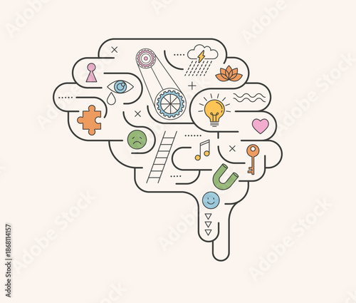 Abstract brain infographic. Mental health concept illustration.