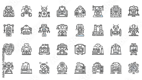 Collection of various robots and machines in different designs and styles
