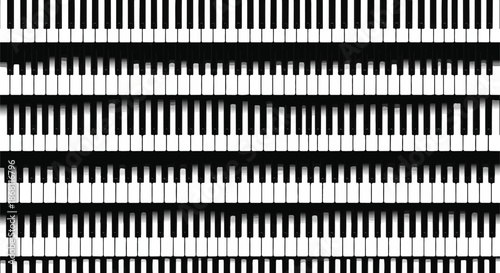Optical Illusion Pattern of Black and White Piano Keys Keyboard Rows