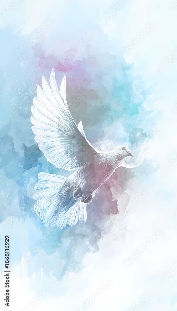 Fototapeta premium Serene dove watercolor art embodies peace a spiritual symbol of hope and airy modern design