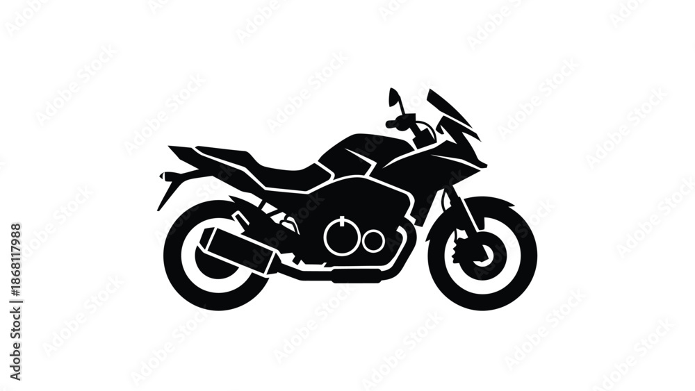 Fototapeta premium Black of a sleek motorcycle white with transport and vehicle and bike and speed and transportation and automotive Silhouette vector on whit Background