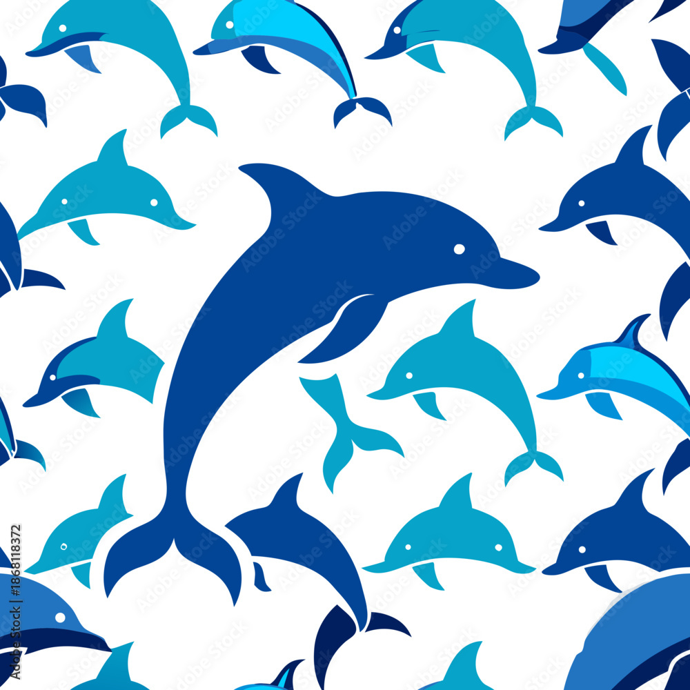 Obraz premium Playful dolphins in blue