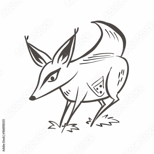 Illustrated fox in grass