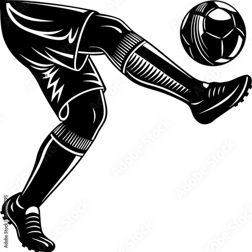 Athlete kicking soccer ball