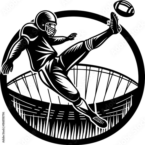 Football player kicking ball