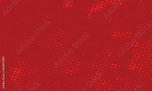 Vibrant red abstract background with classic halftone dot pattern.