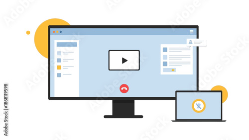 Seamless Digital Communication and Remote Collaboration Concept with Multiple Devices for Virtual Meetings and Online Conferences